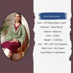 Women's Party Wear Green Abstract Woolen Stole - Image 8