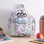 Women's White School Bags Quilted Patchwork Design - Image 3