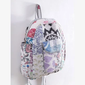 Women's White School Bags Quilted Patchwork Design - Image 4