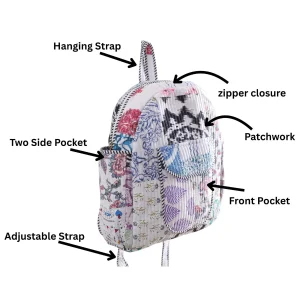 Women's White School Bags Quilted Patchwork Design - Image 9