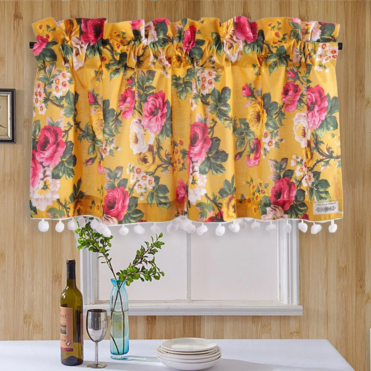 yellow-floral-print-cotton-kitchen-curtain KC-40 (1)