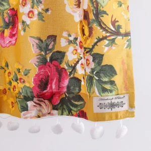 Yellow Floral Print Cotton Kitchen Curtain - Image 3