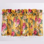 Yellow Floral Print Cotton Kitchen Curtain - Image 2
