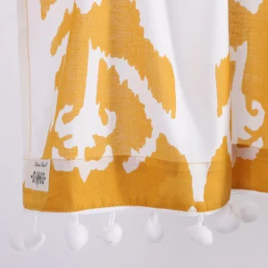 Yellow Ikat Print Cotton Fabric Curtain - Image 4
