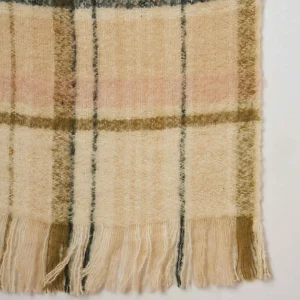 Beige Checked Pattern Women Wool Scarves - Image 8