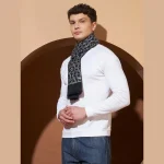 Black Damask Himalayan Large Wool Scarf - Image 3