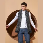 Black Damask Himalayan Large Wool Scarf