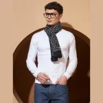Black Damask Himalayan Large Wool Scarf - Image 2