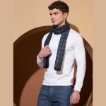 India Checked Blue Wool Reversible Scarf / Muffler - Image 2