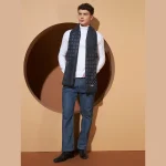India Checked Blue Wool Reversible Scarf / Muffler - Image 7