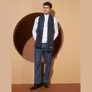 India Checked Blue Wool Reversible Scarf / Muffler - Image 7