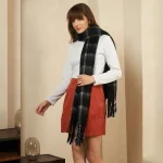 Indian Handmade Black Checked Acrylic Wool Scarves - Image 3