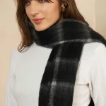 Indian Handmade Black Checked Acrylic Wool Scarves - Image 6