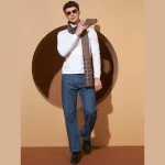 Luxury Brown Checked Scarf Men Winter Warm Scarves - Image 4
