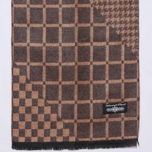 Luxury Brown Checked Scarf Men Winter Warm Scarves - Image 7