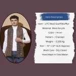 Luxury Brown Checked Scarf Men Winter Warm Scarves - Image 9
