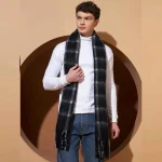 Men's Black Check Scarf Acrylic Wool Muffler