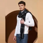 Men's Black Check Scarf Acrylic Wool Muffler - Image 2