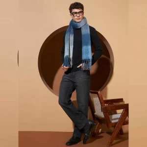 Men's Oversize Reversible Acrylic Wool Check Muffler  - Image 3