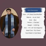 Men's Oversize Reversible Acrylic Wool Check Muffler - Image 8