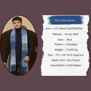 Men's Oversize Reversible Acrylic Wool Check Muffler  - Image 8