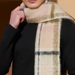 Men's Oversized Beige Checked Muffler  - Image 4