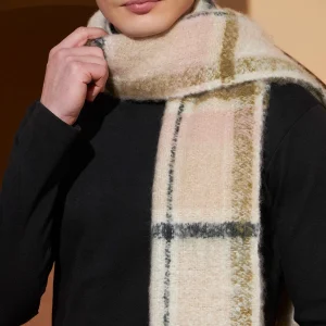 Men's Oversized Beige Checked Muffler  - Image 4