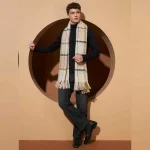 Men's Oversized Beige Checked Muffler  - Image 6