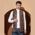 Men's Soft Wool Wrap Brown Paisley Neck Wrap Muffler