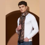 Men's Soft Wool Wrap Brown Paisley Neck Wrap Muffler - Image 2
