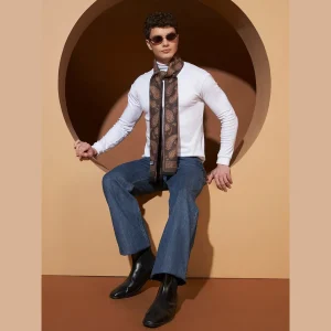 Men's Soft Wool Wrap Brown Paisley Neck Wrap Muffler - Image 3