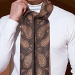 Men's Soft Wool Wrap Brown Paisley Neck Wrap Muffler - Image 4