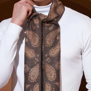 Men's Soft Wool Wrap Brown Paisley Neck Wrap Muffler - Image 4