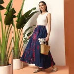 Beautiful Blue Tie Dye Printed Cotton Skirt
