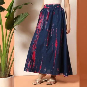 Beautiful Blue Tie Dye Printed Cotton Skirt - Image 6