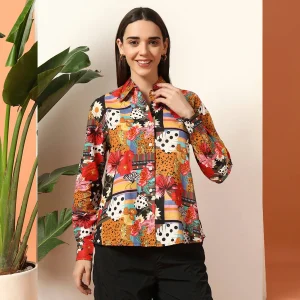 Beautiful Patchwork Print Women Cotton Shirts For Multi Color - Image 4