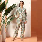 Beautiful White Floral Printed Cotton Night Suit For Women Gift - Image 3