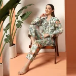 Beautiful White Floral Printed Cotton Night Suit For Women Gift - Image 2
