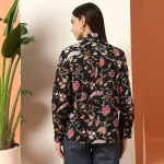 Black Floral Print Cotton Button Closure Shirt - Image 7