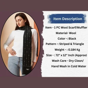 Black Triangle Cashmere Winter Warm Soft Wool Wraps Scarves - Image 10