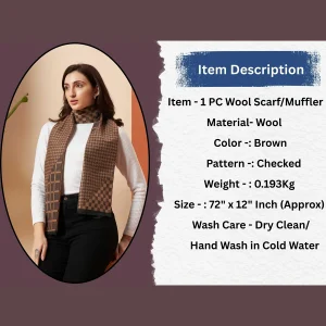 Brown Checked Woolen Mufflers for Men & Women - Image 9
