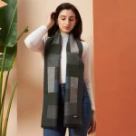 Gray Check Woolen Scarf for Girls & Women's
