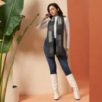 Gray Check Woolen Scarf for Girls & Women's - Image 5