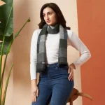 Gray Check Woolen Scarf for Girls & Women's - Image 2
