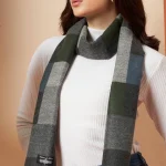 Gray Check Woolen Scarf for Girls & Women's - Image 7