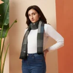 Gray Check Woolen Scarf for Girls & Women's - Image 3