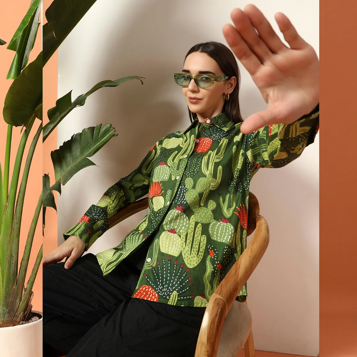 green-cactus-printed-pure-cotton-shirt-for-womens WPS-13 (6)