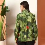 Green Cactus Printed Pure Cotton Shirt For Women's - Image 8