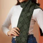 Green Tartan Wool scarves Women Cashmere Muffler - Image 3