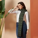 Green Tartan Wool scarves Women Cashmere Muffler - Image 5
